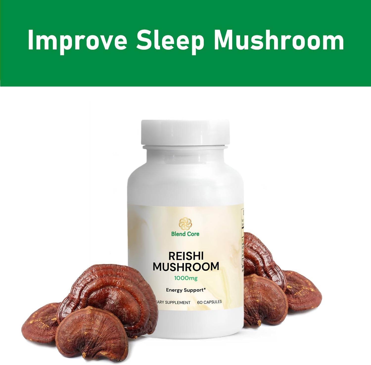 Organic Reishi Mushroom Extract Capsules for Improved Sleep, Cardiovascular Health, and Immune Support - Vegan and Non-GMO