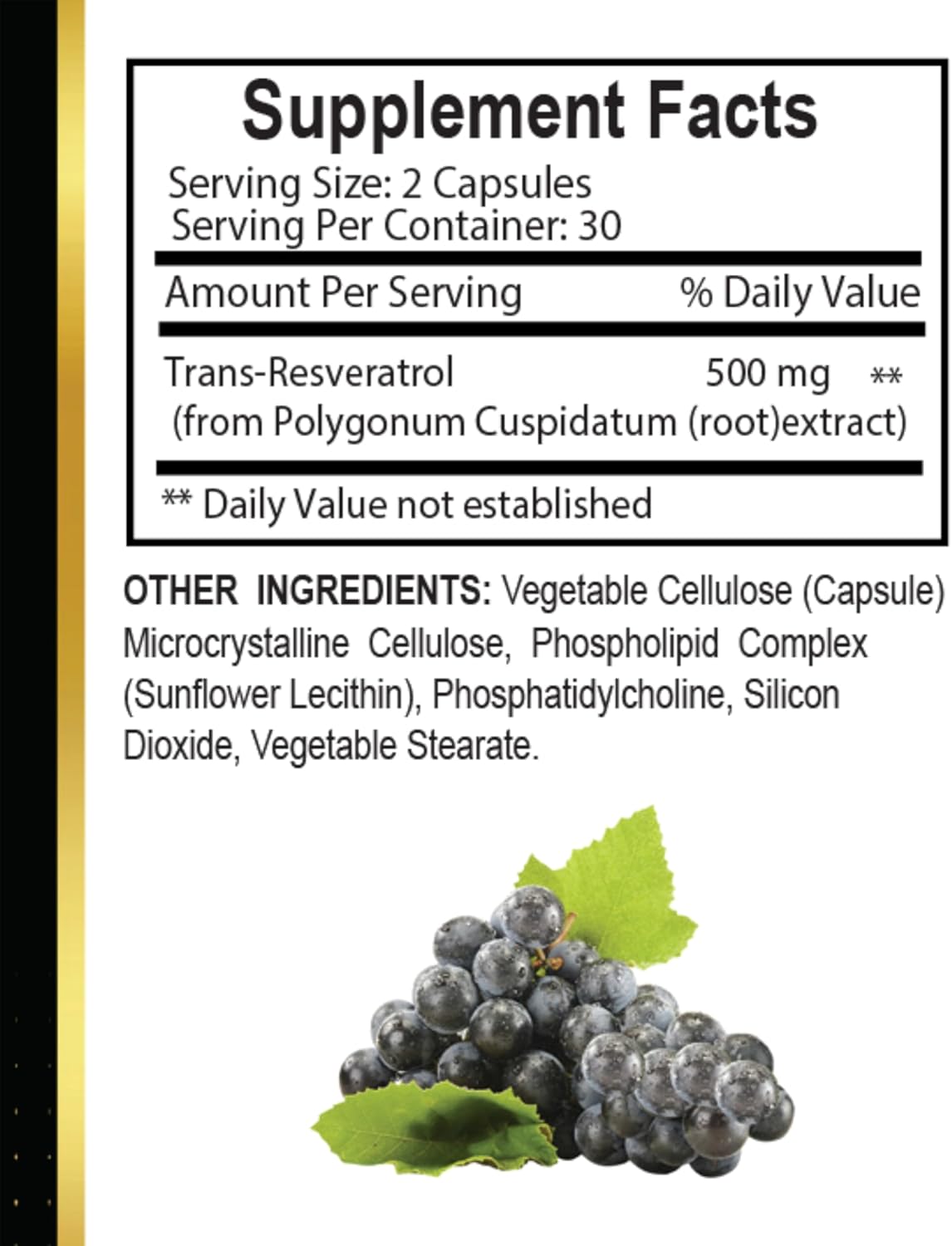 Organic Resveratrol Extract Capsules for Menopause Support - 60 Count Bottle