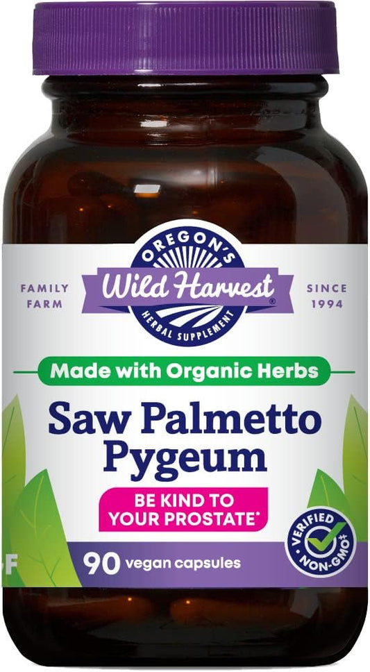 Organic Saw Palmetto Pygeum Herbal Supplement from Oregon's Wild Harvest - 90 Capsules
