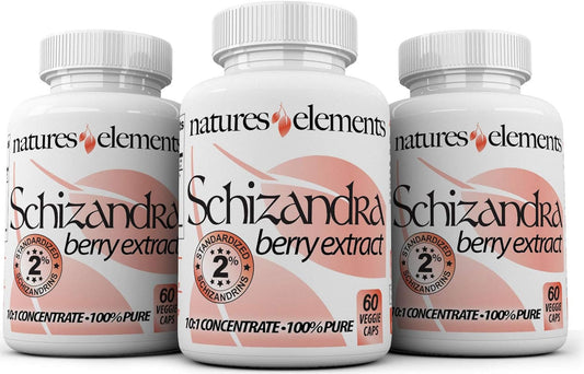 Organic Schizandra Berry Extract Capsules - Pack of 3 - 10:1 Concentration - 500mg Veggie Capsules - One Month Supply
