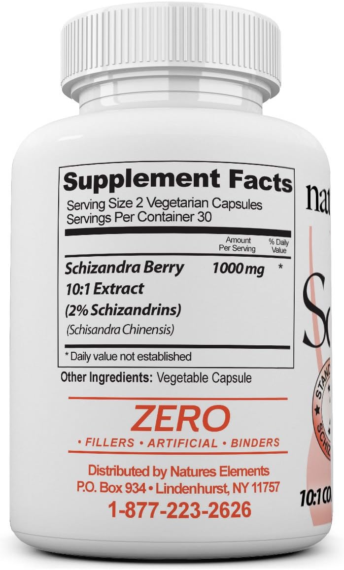 Organic Schizandra Berry Extract Capsules - Pack of 3 - 10:1 Concentration - 500mg Veggie Capsules - One Month Supply