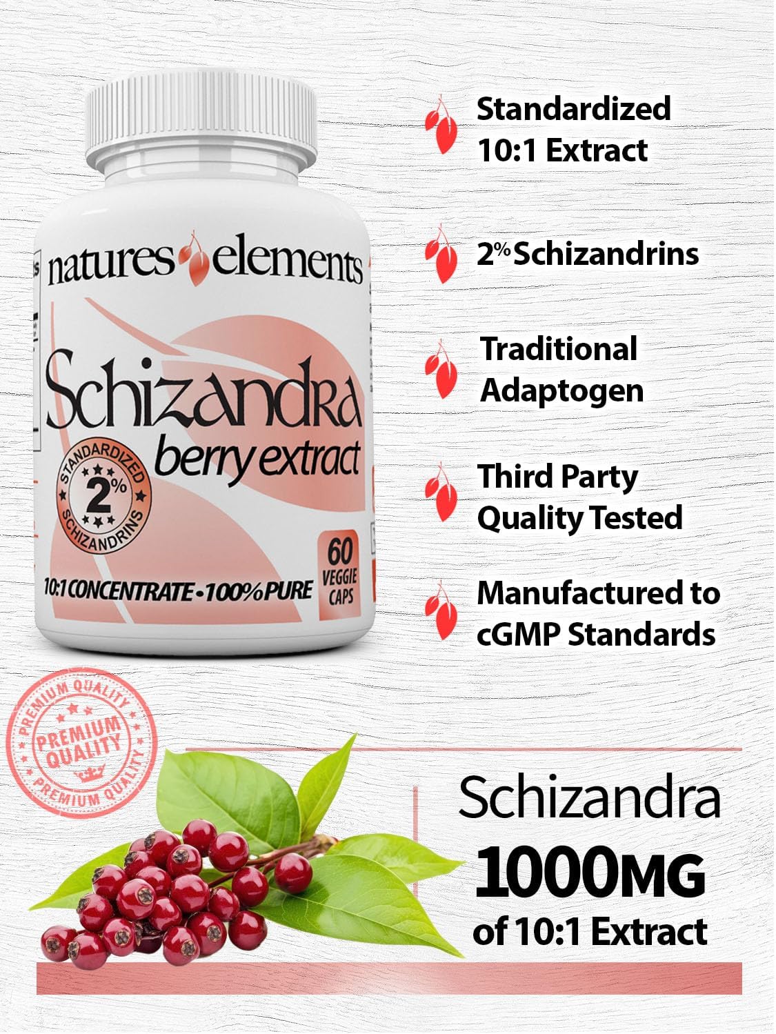 Organic Schizandra Berry Extract Capsules - Pack of 3 - 10:1 Concentration - 500mg Veggie Capsules - One Month Supply