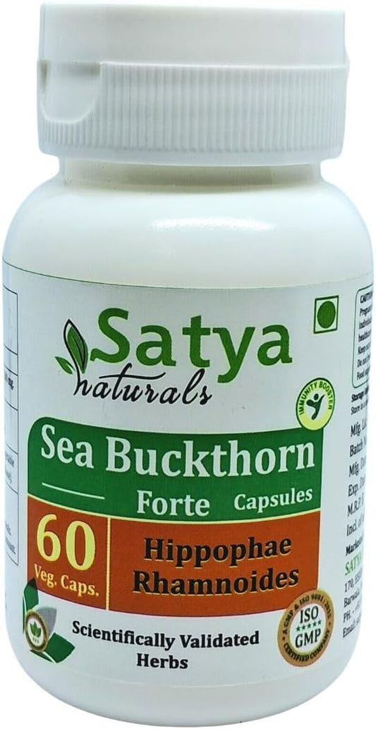 Organic Sea Buckthorn Extract Capsules 500mg | Men & Women Herbal Supplement | Ayurvedic Forte Blend (60 Veg Capsules)