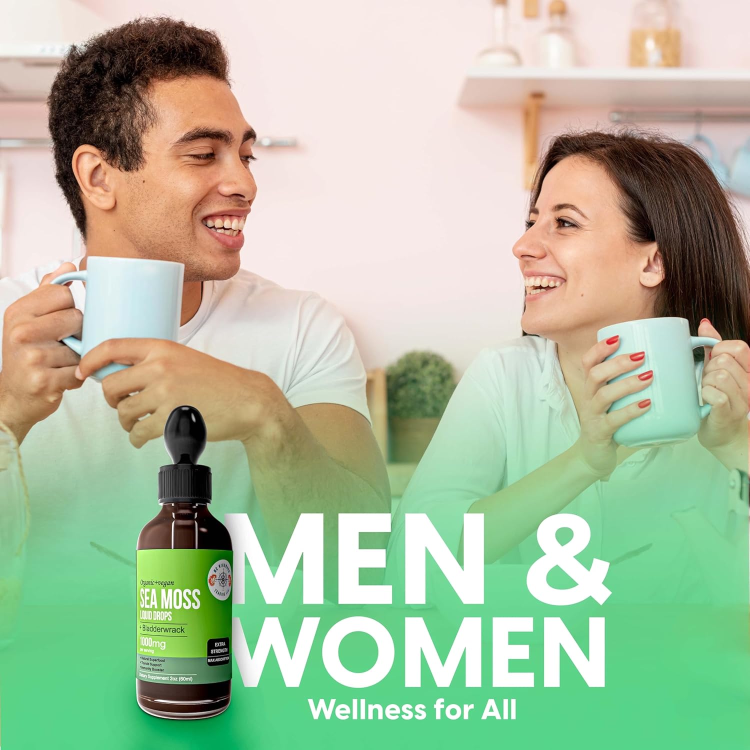 Organic Sea Moss Liquid Drops with Bladderwrack & Elderberry | 30,000 MG | 4X Strength | Health Supplement | 1 Bottle
