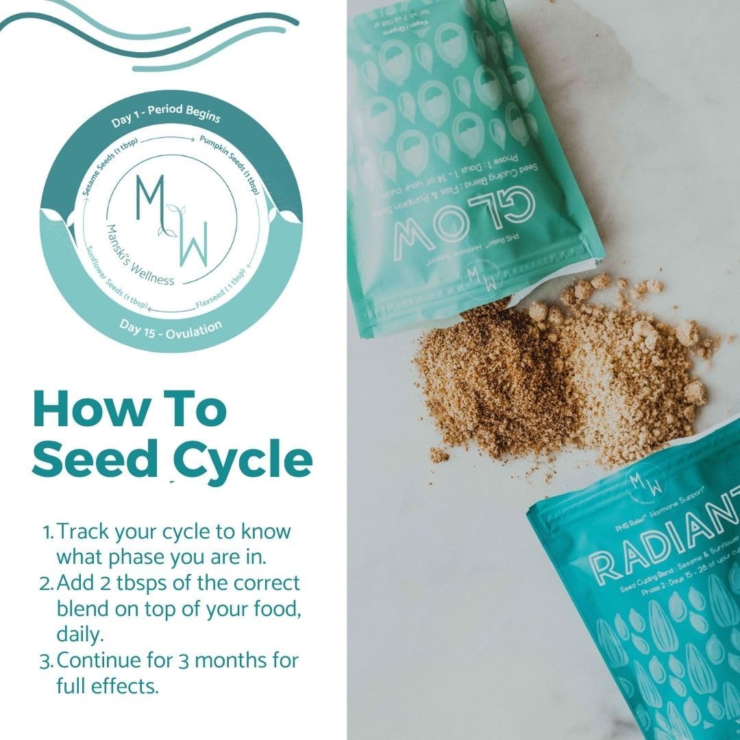 Organic Seed Cycling Kit for Natural Hormone Balance & PMS Relief | Vegan Supplement for Menstrual Symptom Relief & Wellness Glow