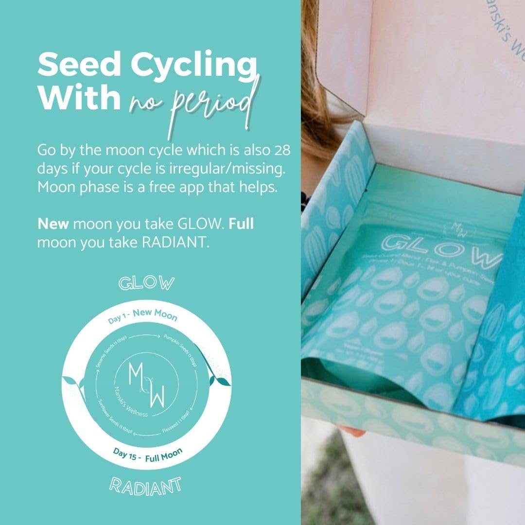 Organic Seed Cycling Kit for Natural Hormone Balance & PMS Relief | Vegan Supplement for Menstrual Symptom Relief & Wellness Glow