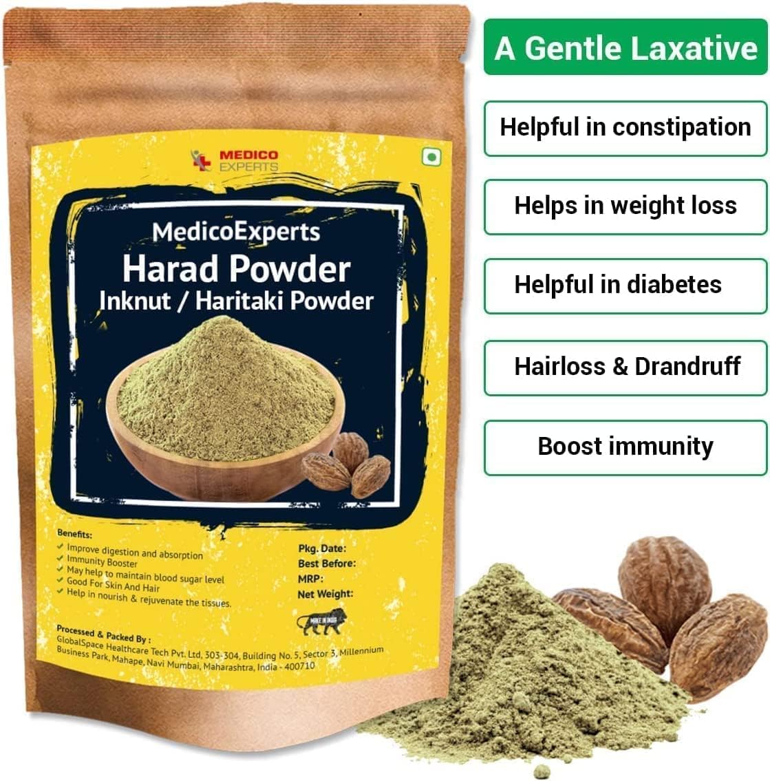 Organic SENTA Haritaki Powder - 100g | Pure Kadukkai Powder for Dark Circles & Digestion