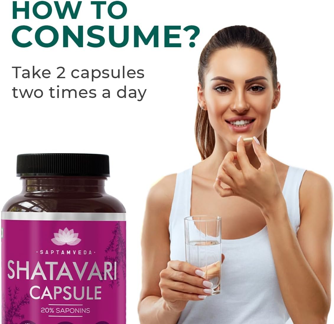 Organic Shatavari Capsules for Women's Hormonal Balance, PCOD/PCOS Support, Stamina, and Energy - 60 Capsules