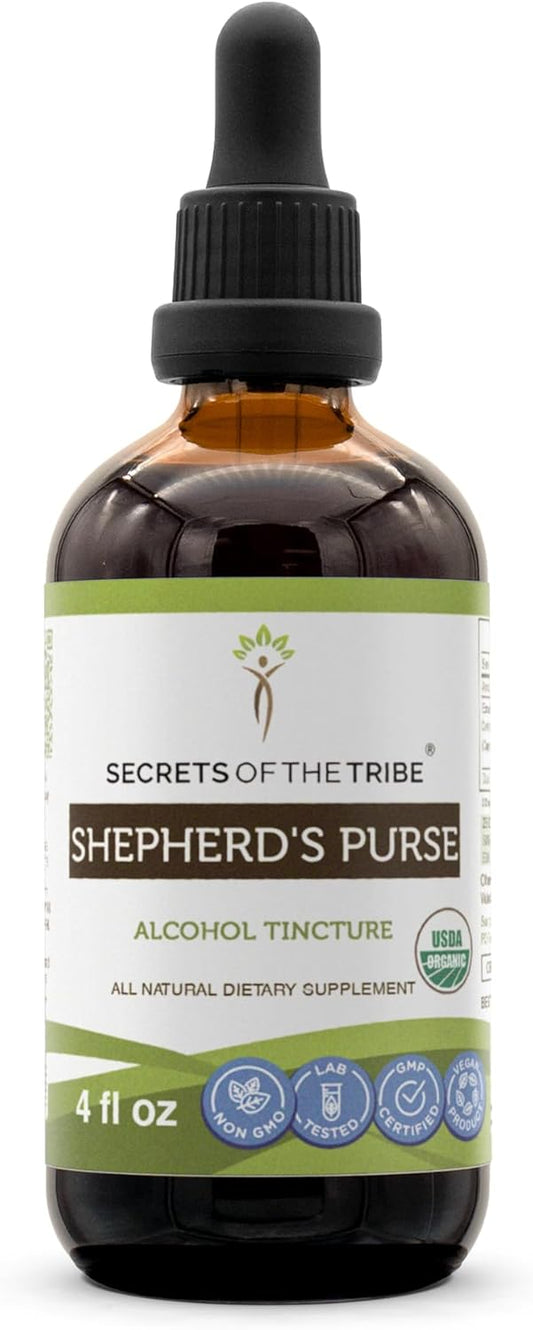 Organic Shepherd's Purse Alcohol Extract Drops - High-Potency Herbal Formula - 100% Certified USDA Organic - 4 oz Bottle
