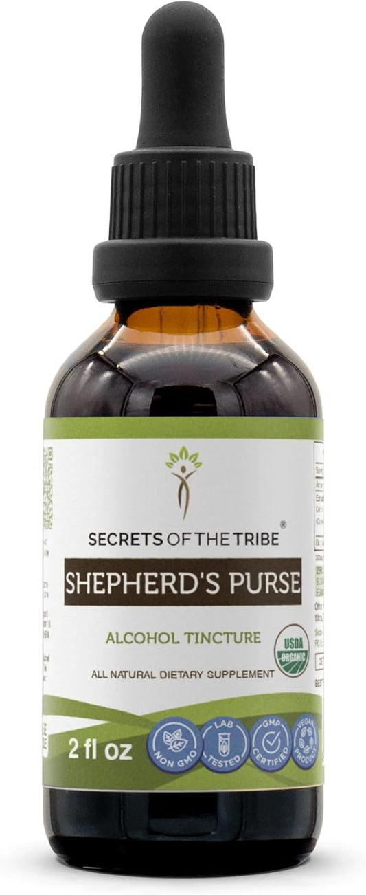 Organic Shepherd's Purse Alcohol Tincture Liquid Extract - 2 fl oz, USDA Certified Dried Herb