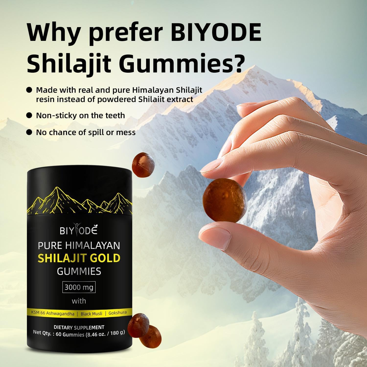 Organic Shilajit Gold Gummies with Ashwagandha and Trace Minerals - Non-GMO Dietary Supplement for Men and Women