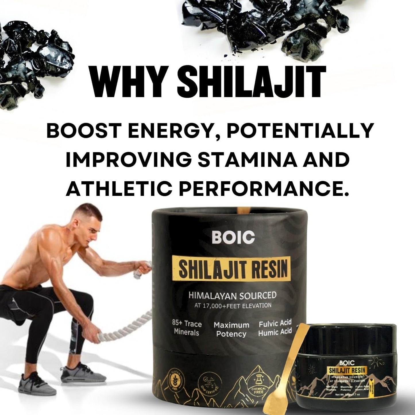 Organic Shilajit Resin Supplement for Energy & Immune System - 50G (1 Pack) - High Potency with 85+ Trace Minerals for Men & Women