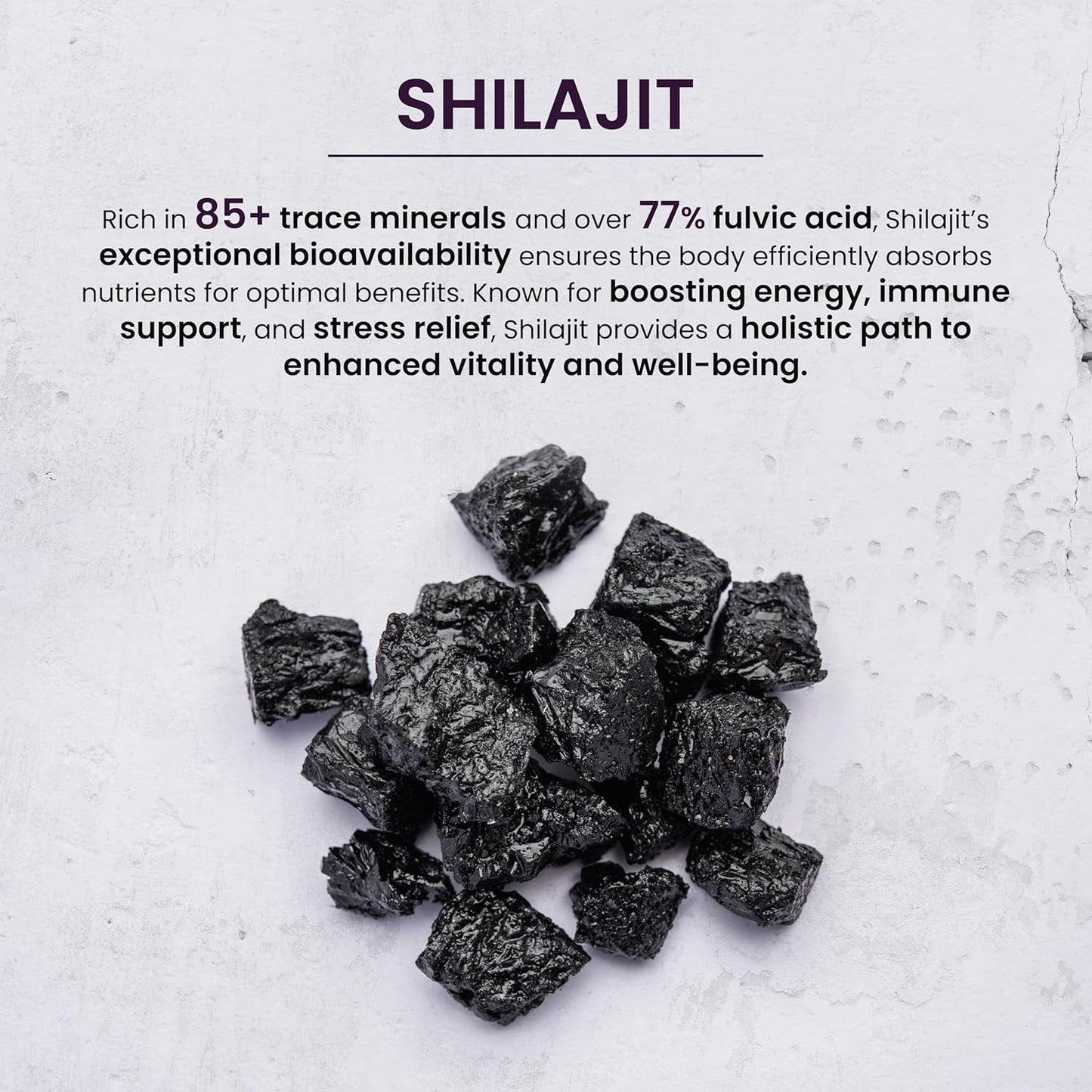 Organic Shilajit Resin with 85+ Trace Minerals and 77%+ Fulvic Acid - Energy and Vitality Supplement - Sustainably Sourced - No Fillers - 30gm