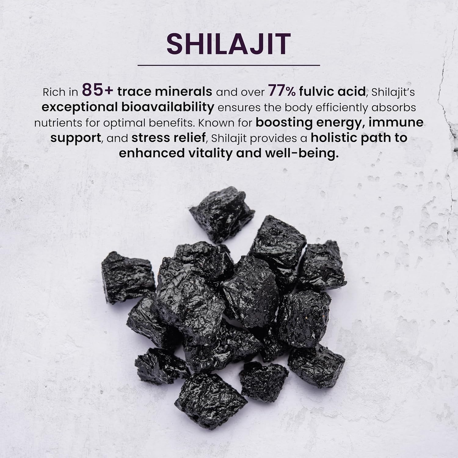 Organic Shilajit Resin with 85+ Trace Minerals and 77%+ Fulvic Acid - Energy and Vitality Supplement - Sustainably Sourced - No Fillers - 30gm
