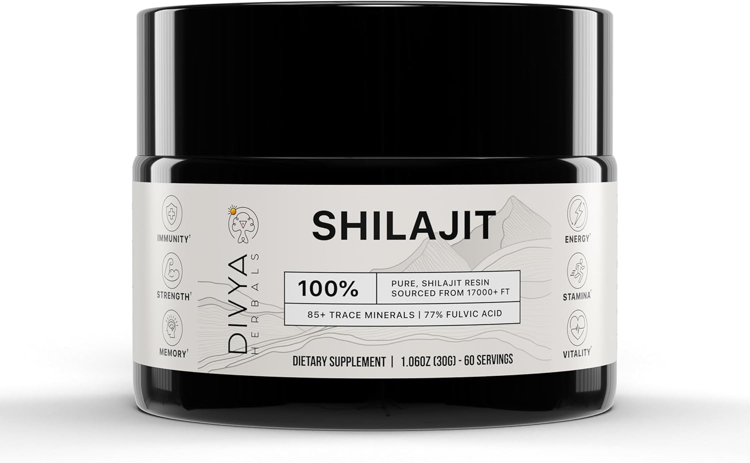 Organic Shilajit Resin with 85+ Trace Minerals and 77%+ Fulvic Acid - Energy and Vitality Supplement - Sustainably Sourced - No Fillers - 30gm