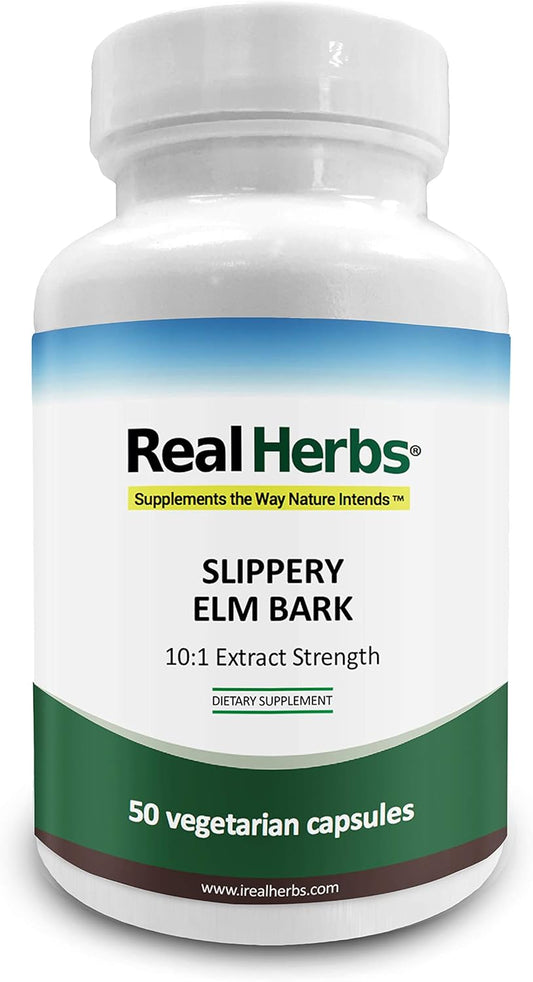 Organic Slippery Elm Bark Extract - 7000mg Strength, Mucous Membrane Relief, Antioxidant Skin Support - 50 Capsules
