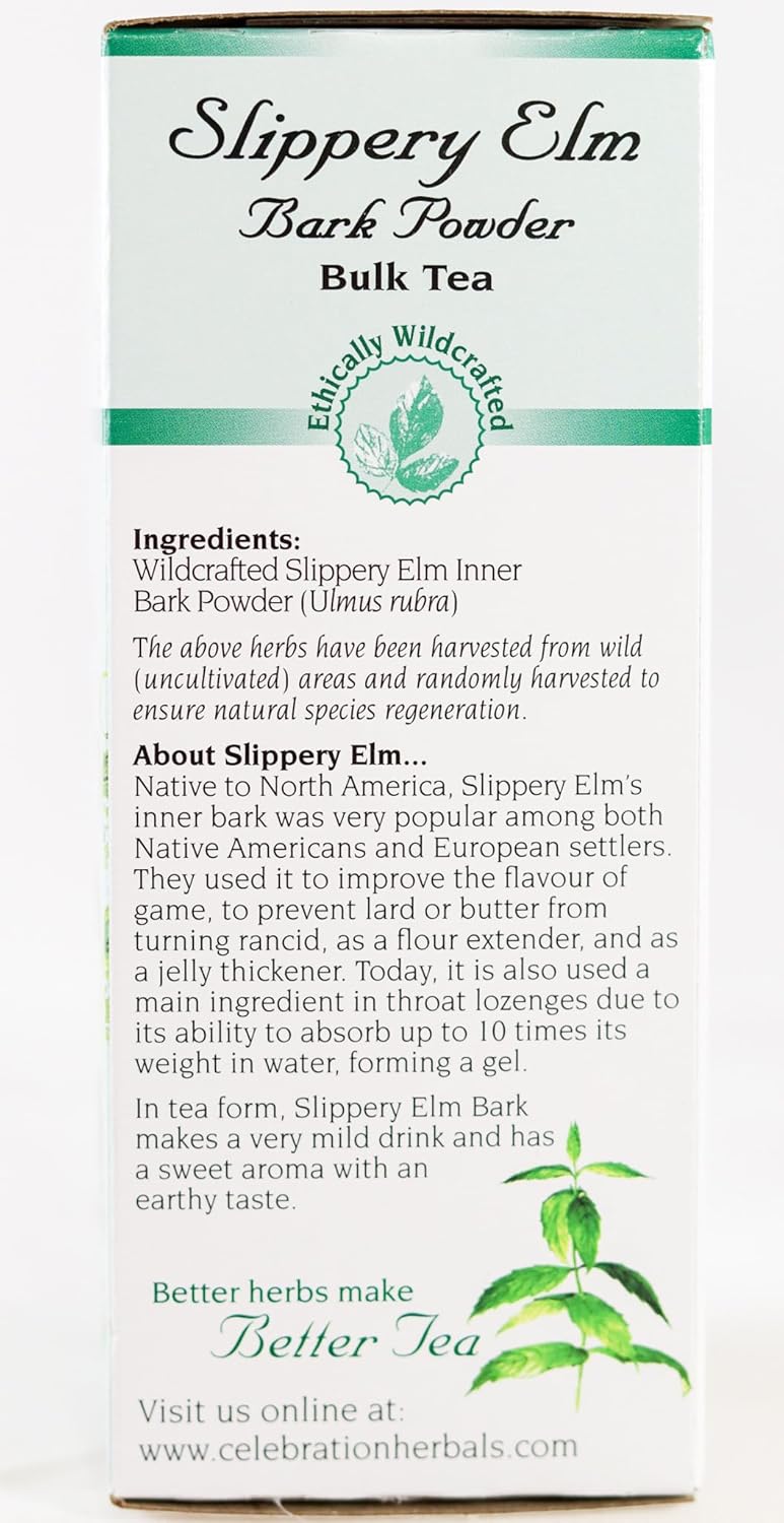Organic Slippery Elm Bark Powder - 65g (2.29 oz) by CELEBRATION HERBALS