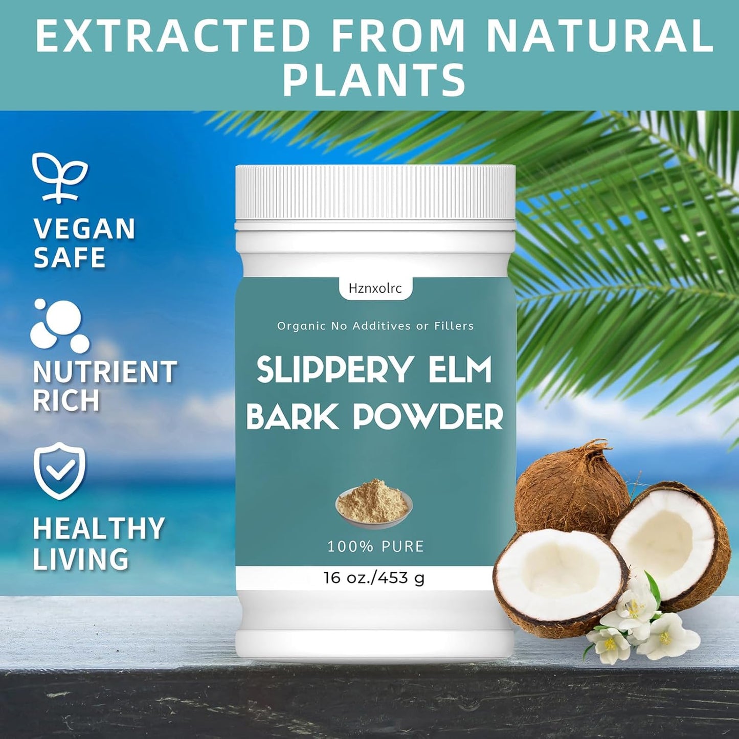 Organic Slippery Elm Bark Powder 16 oz - No Bitter Taste, 100% Pure & Natural, Instant, Food-Grade, Vegan, Pet Friendly
