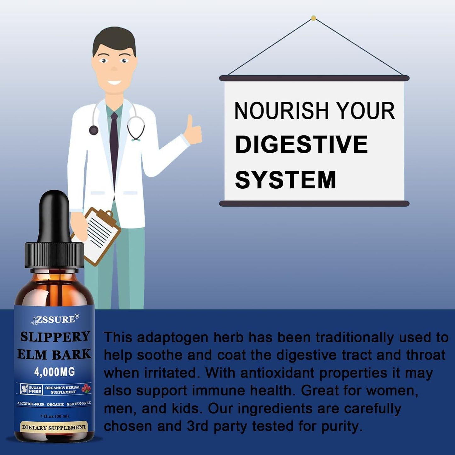 Organic Slippery Elm Liquid Drops (2 Pack) - Digestive Health Tincture, Vegan, Alcohol-Free, Natural Antioxidant - Non-GMO