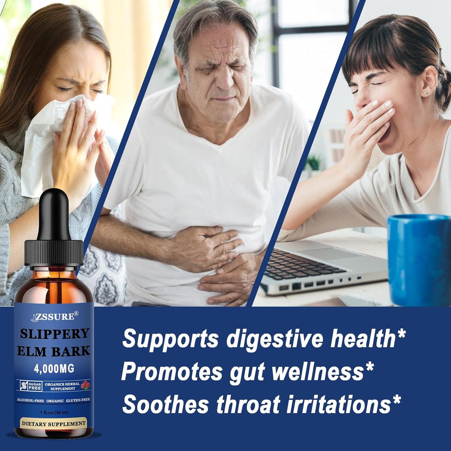 Organic Slippery Elm Liquid Drops (2 Pack) - Digestive Health Tincture, Vegan, Alcohol-Free, Natural Antioxidant - Non-GMO