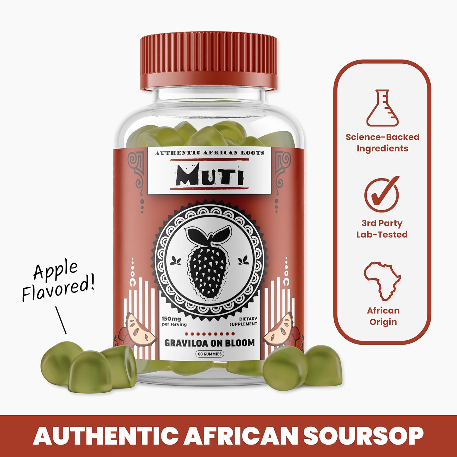 Organic Soursop Bitters Gummies 2000mg for Digestion, Immune Support, and Antioxidant Health - Made with Soursop Oil and Guanabana Herbs - 30 Day Supply