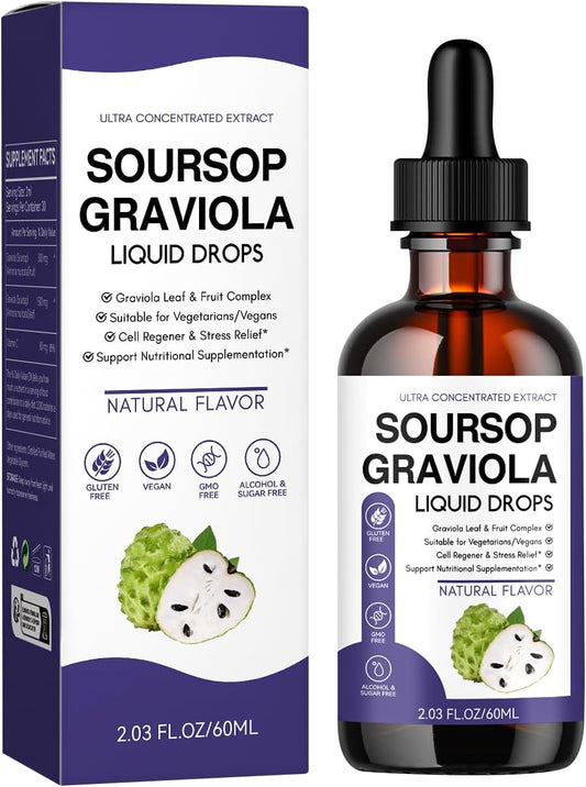 Organic Soursop Bitters Liquid Extract - 60ml (2 Fl Oz) - Natural Digestive Aid and Immune Booster