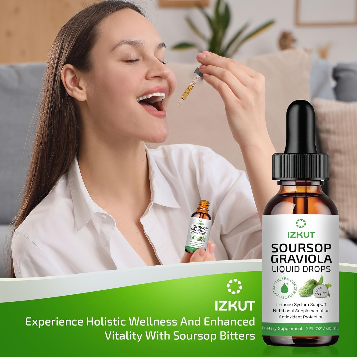 Organic Soursop Bitters Liquid Extract Drops for Cell Support & Immune Health