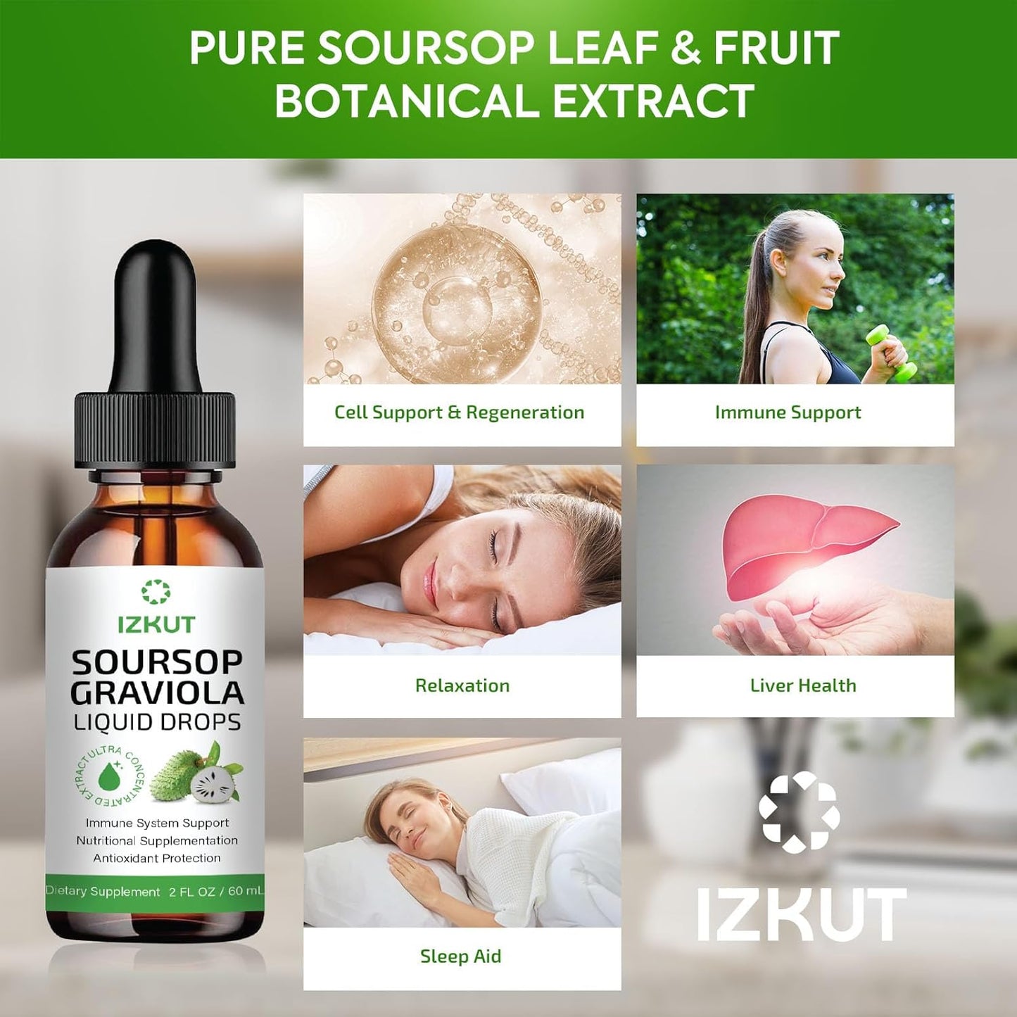 Organic Soursop Bitters Liquid Extract Drops for Cell Support & Immune Health