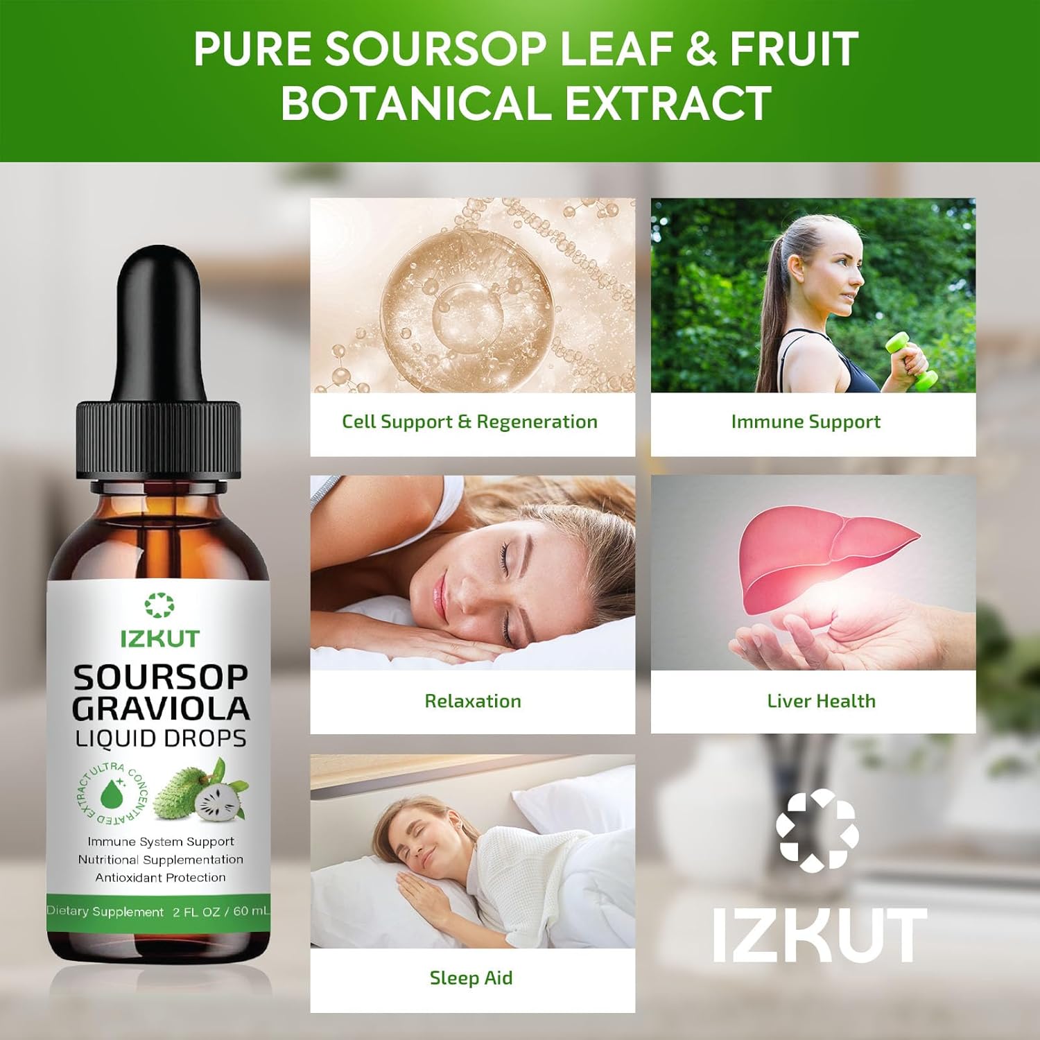 Organic Soursop Bitters Liquid Extract Drops for Cell Support & Immune Health