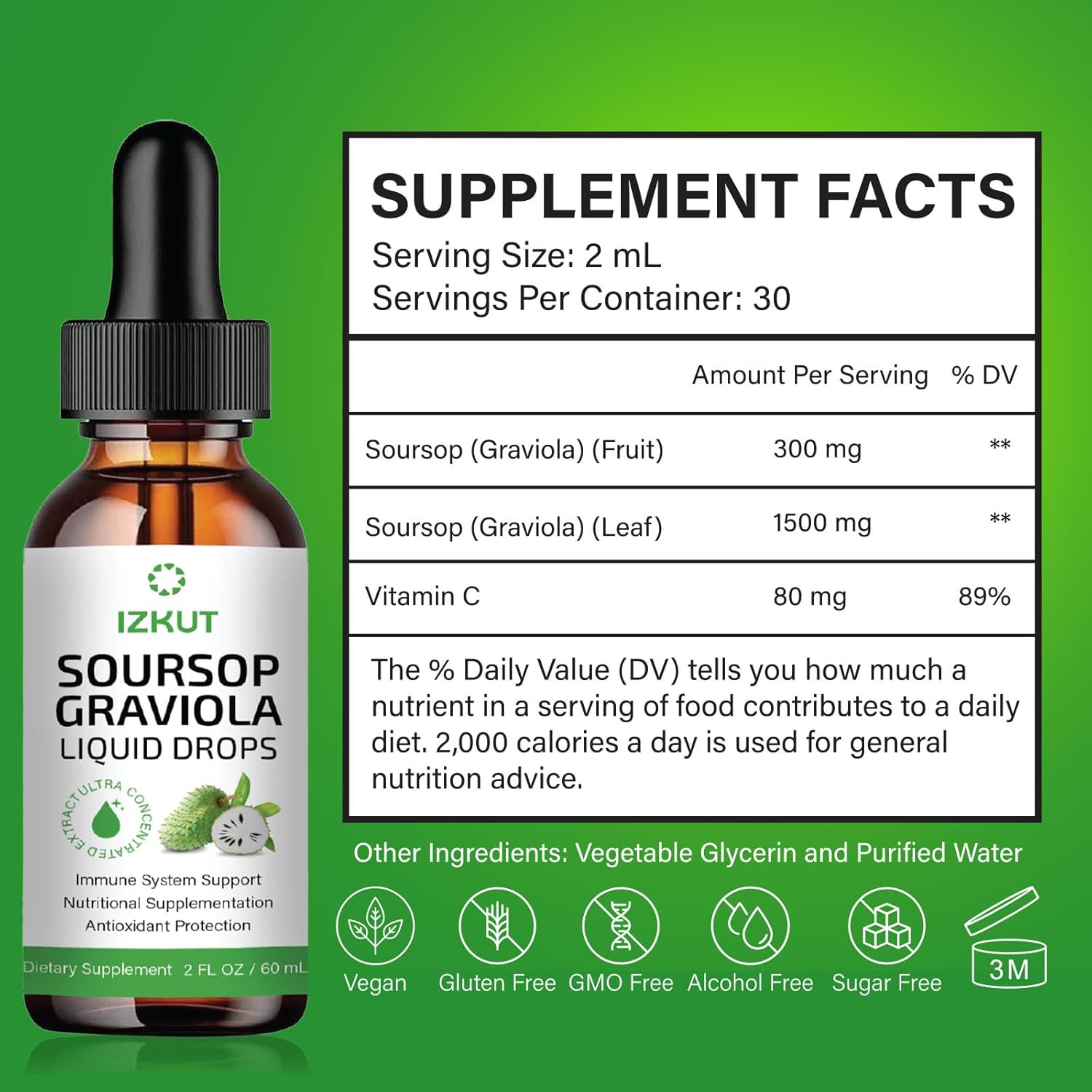 Organic Soursop Bitters Liquid Extract Drops for Cell Support & Immune Health