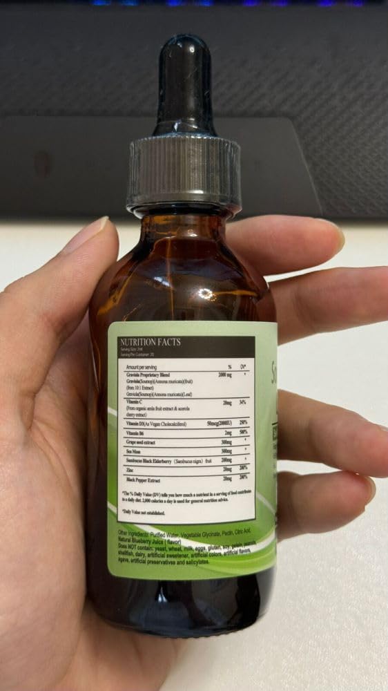 Organic Soursop Bitters Liquid Extract with Sea Moss, Grape Seed, Elderberry - 2 Pack Immune Boost and Digestion Aid