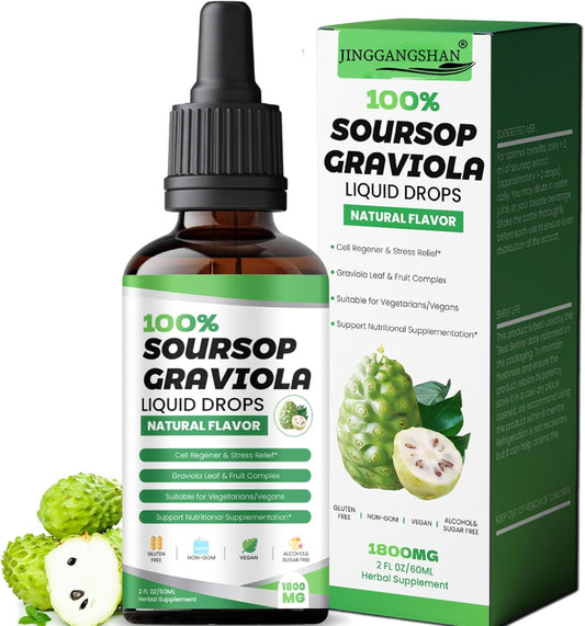 Organic Soursop Drops Extract - 1800mg Immune Boost & Antioxidant Support