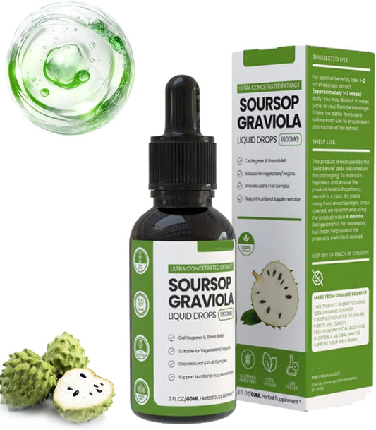Organic Soursop Extract Drops - Pure Soursop Multivitamin with Natural Flavors, Sugar/Gluten Free
