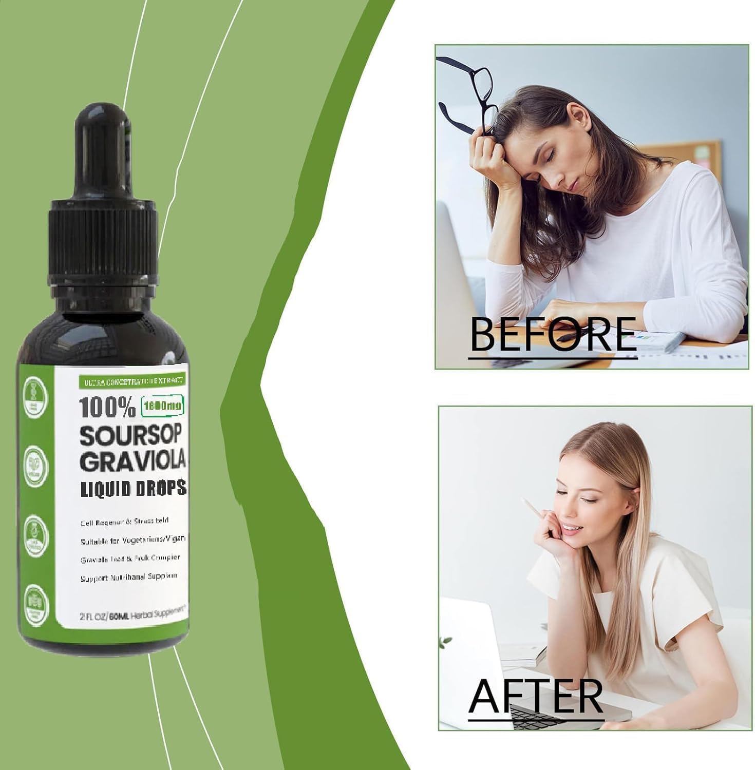 Organic Soursop Extract Drops - Pure Soursop Multivitamin with Natural Flavors, Sugar/Gluten Free