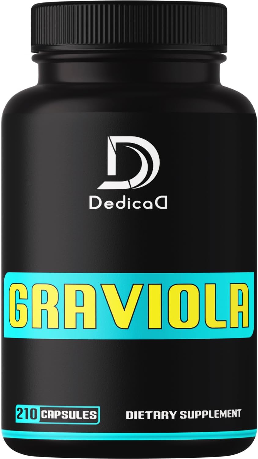 Organic Soursop Graviola Capsules 1000mg - Advanced Formula for Body Balance, Mood, Strength & Immunity - 210 ct for 105 Servings
