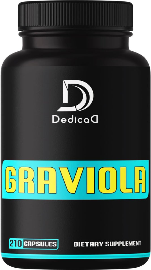 Organic Soursop Graviola Capsules 1000mg - Advanced Formula for Body Balance, Mood, Strength & Immunity - 210 ct for 105 Servings