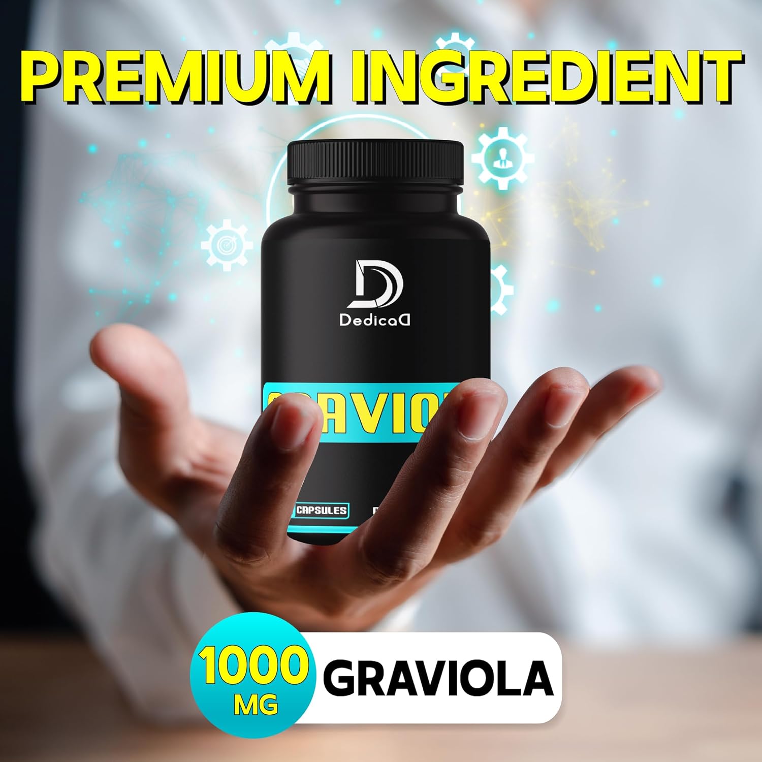 Organic Soursop Graviola Capsules 1000mg - Advanced Formula for Body Balance, Mood, Strength & Immunity - 210 ct for 105 Servings