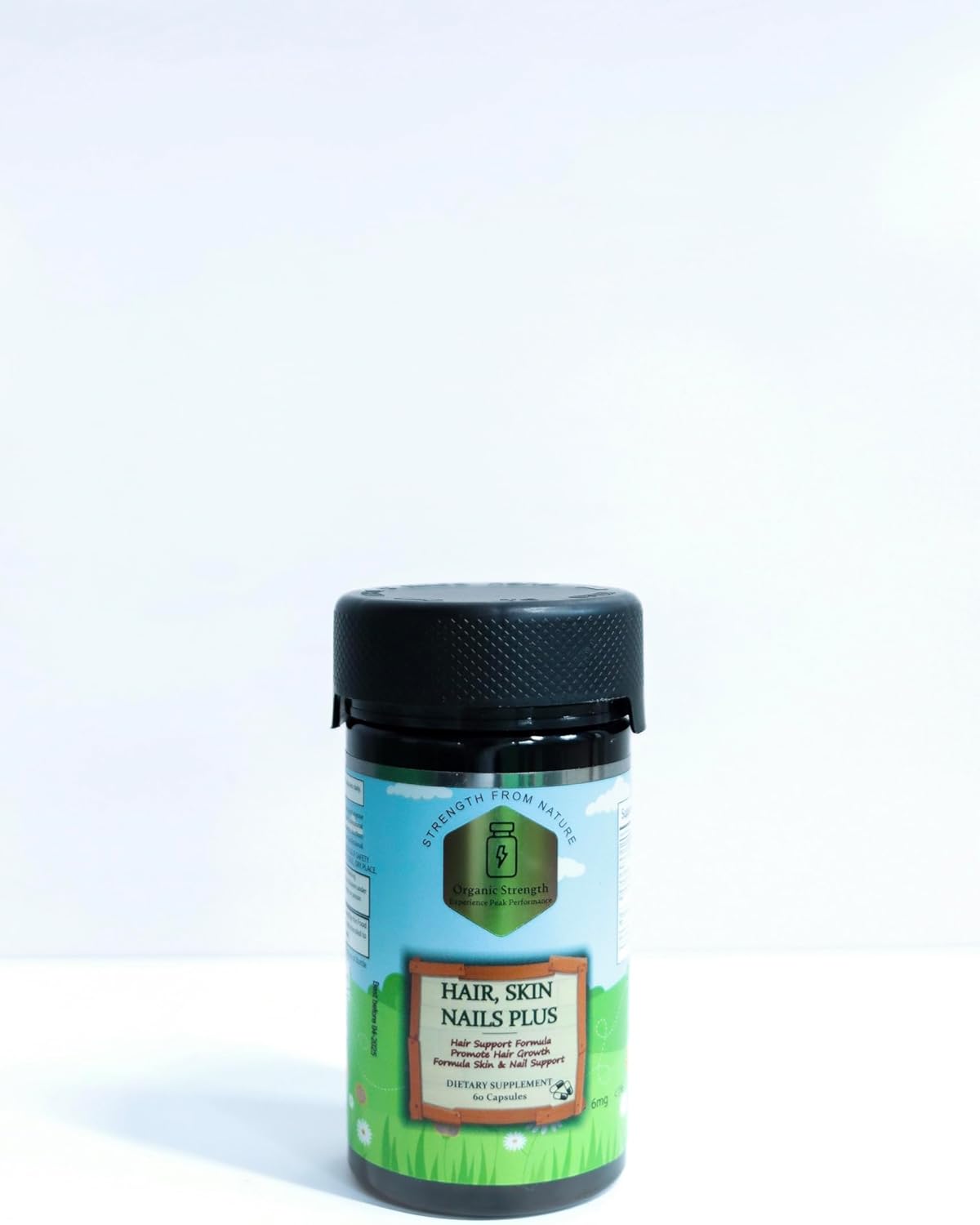 Organic Strength Hair, Skin, Nails Plus Capsules with 5000mcg Biotin & Essential Vitamins - 60 Count