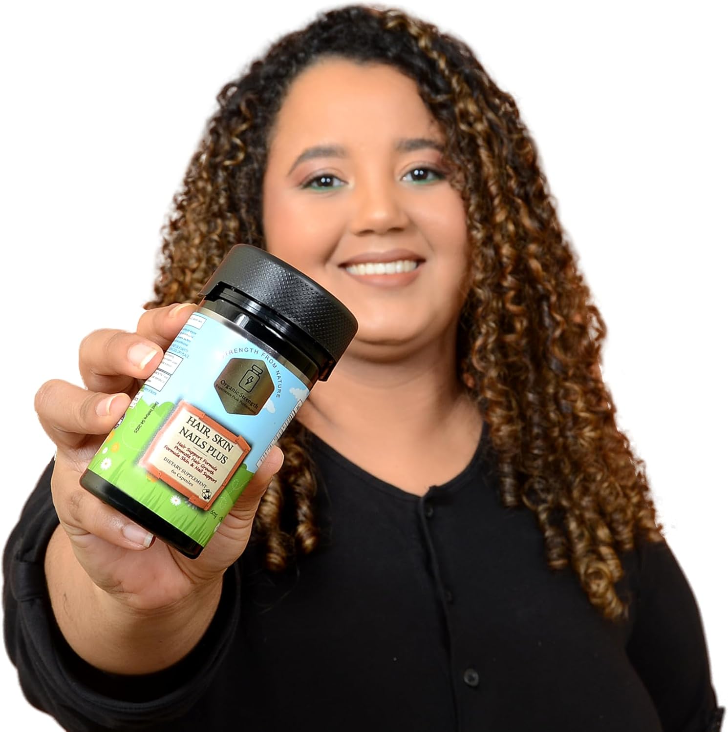 Organic Strength Hair, Skin, Nails Plus Capsules with 5000mcg Biotin & Essential Vitamins - 60 Count