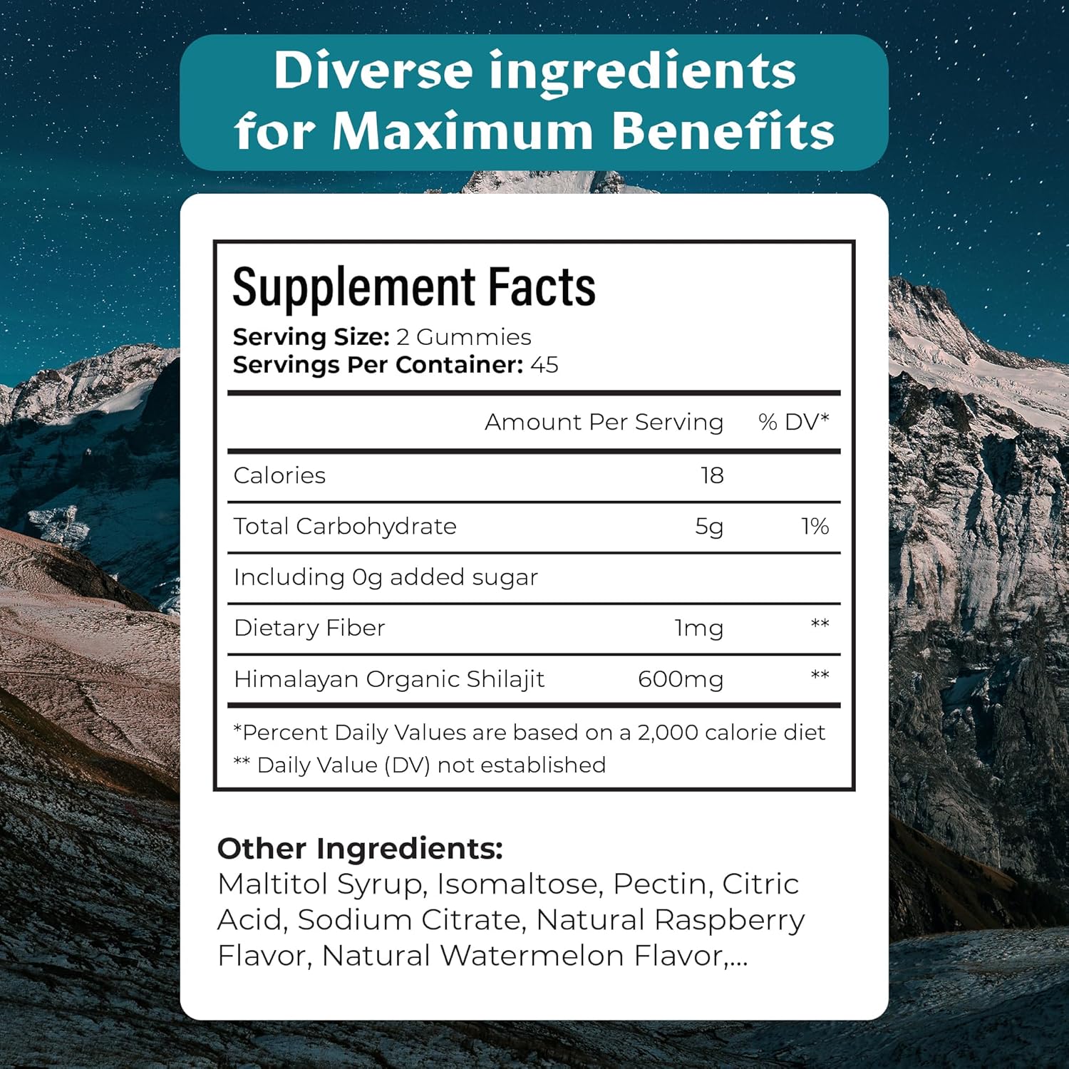 Organic Sugar-Free Shilajit Gummies for Energy & Wellness - 600mg Himalayan Supplement, 90 Gummies