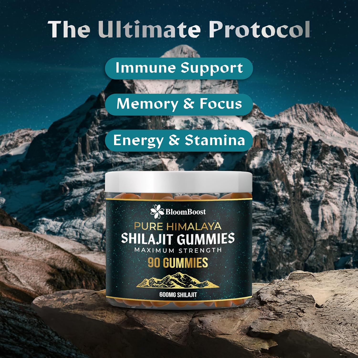 Organic Sugar-Free Shilajit Gummies for Energy & Wellness - 600mg Himalayan Supplement, 90 Gummies