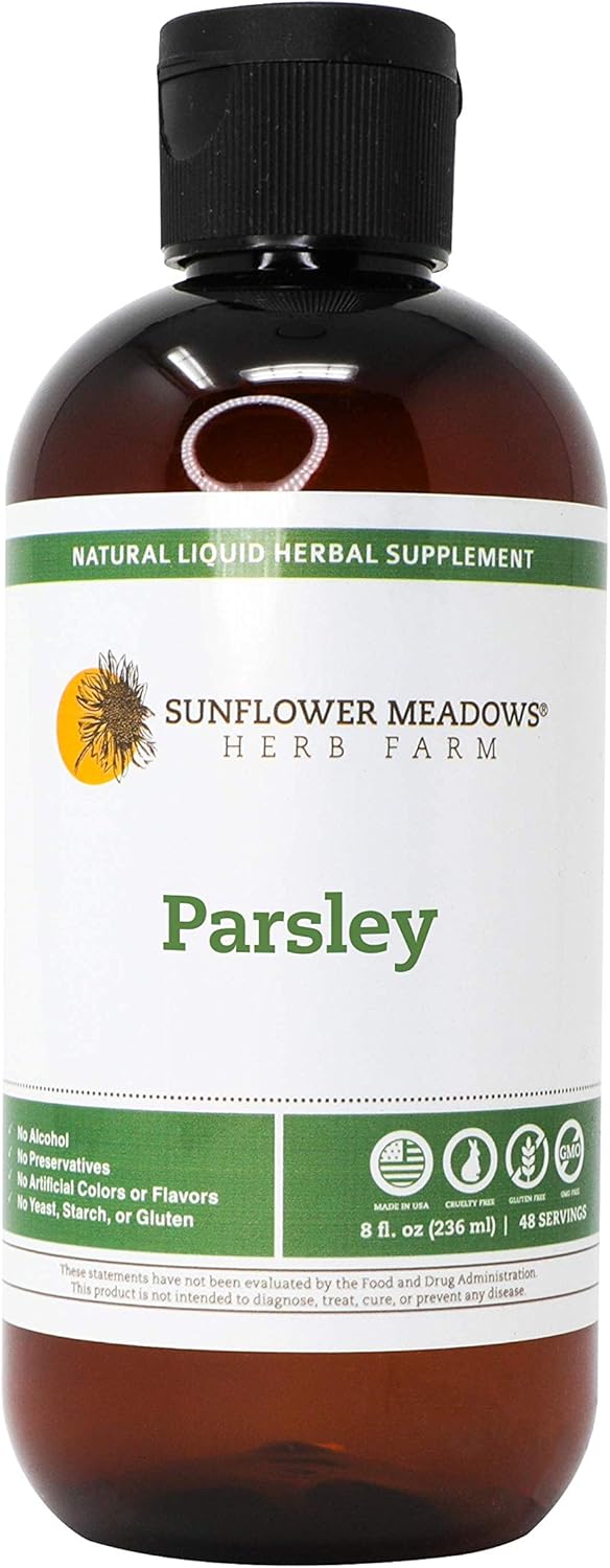 Organic Sunflower Meadows Herb Farm Parsley Liquid Supplement - 8oz, Non-Alcoholic & Non-GMO