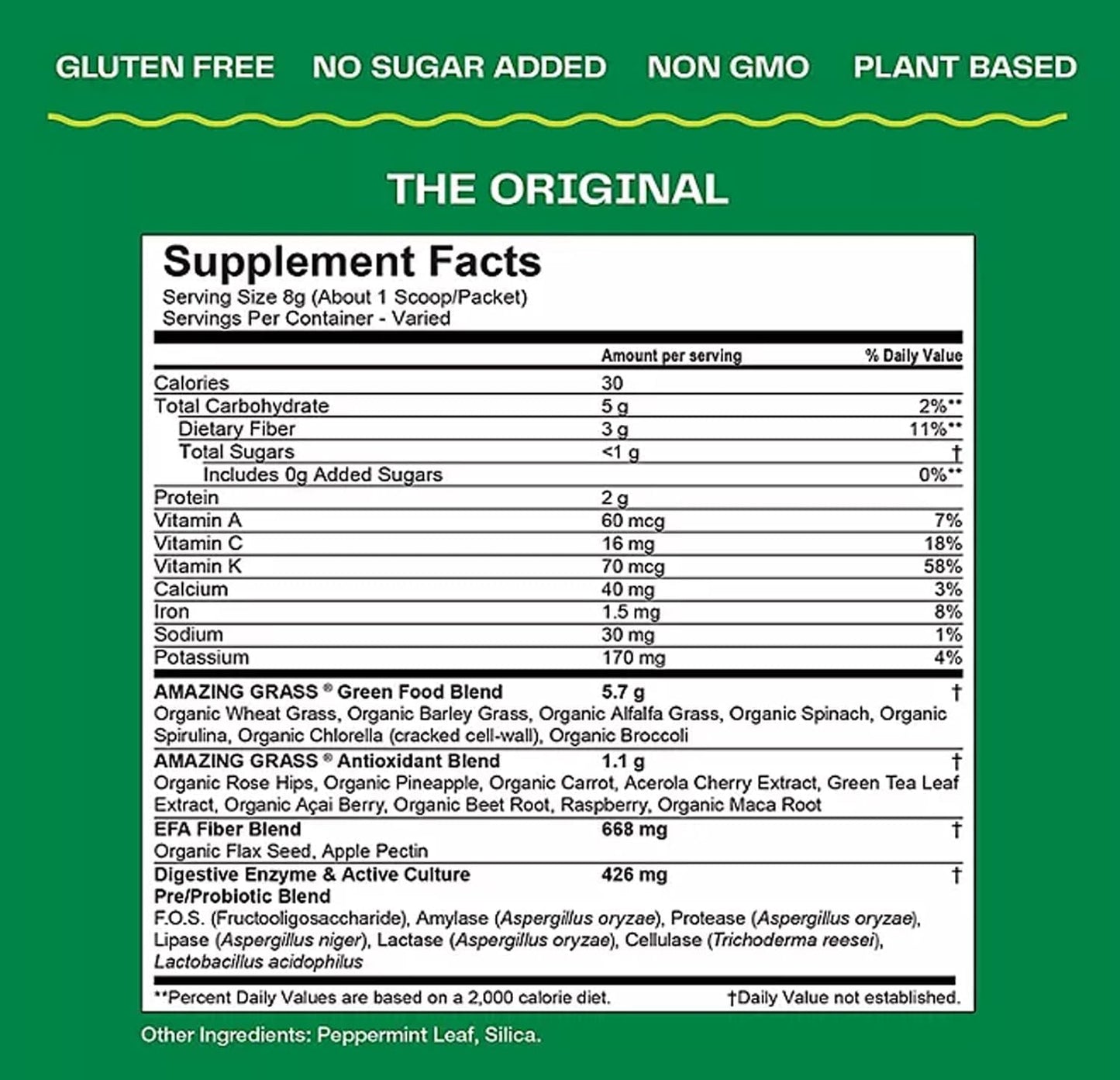 Organic Super Greens Powder with Spirulina, Alfalfa, Beet Root Blend - Digestive Enzymes & Probiotics - Original Flavor, 45 Servings