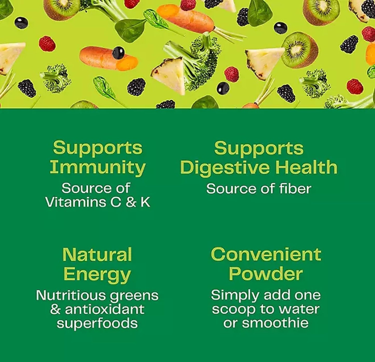 Organic Super Greens Powder with Spirulina, Alfalfa, Beet Root Blend - Digestive Enzymes & Probiotics - Original Flavor, 45 Servings