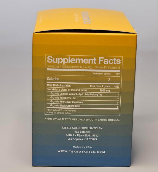 Organic Tea Botanics Night Sweat Tea for Menopause Relief and Hormone Balance - Promotes Sleep and Mood (15 Day Supply)