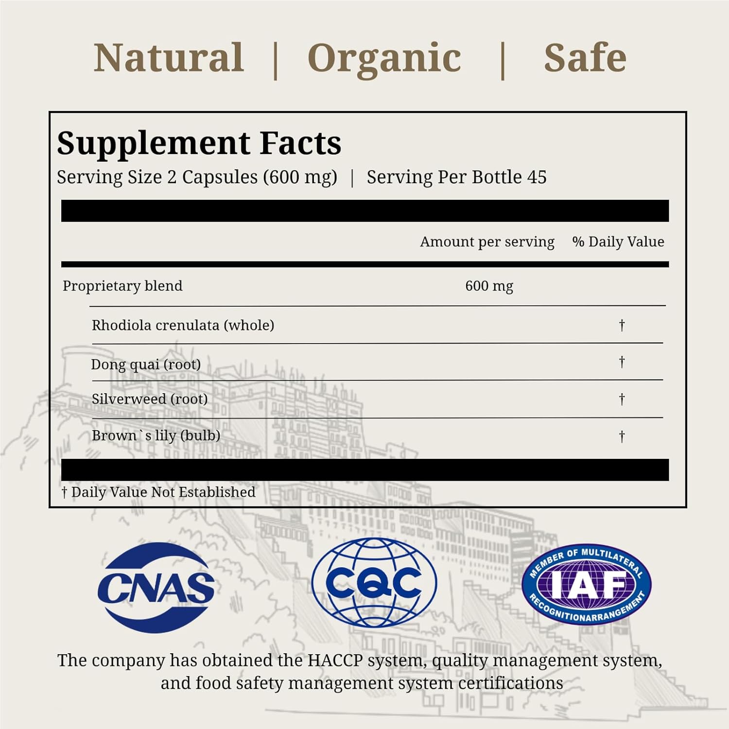 Organic Tibetan Rhodiola and Angelica Sinensis Capsules for Energy, Heart Health, Metabolism - 120 Veggie Caps