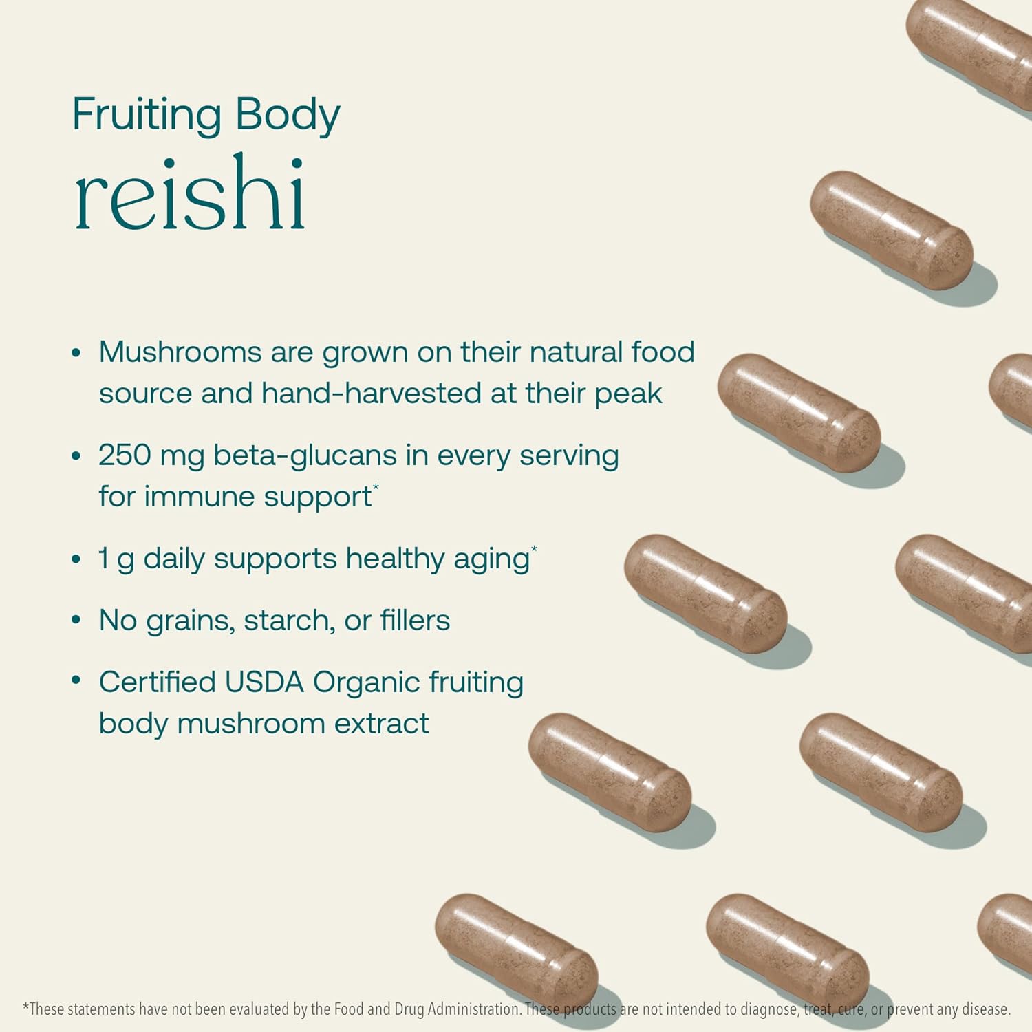 Organic True Grace Reishi Mushroom Capsules for Daily Balance & Longevity - 60 Count