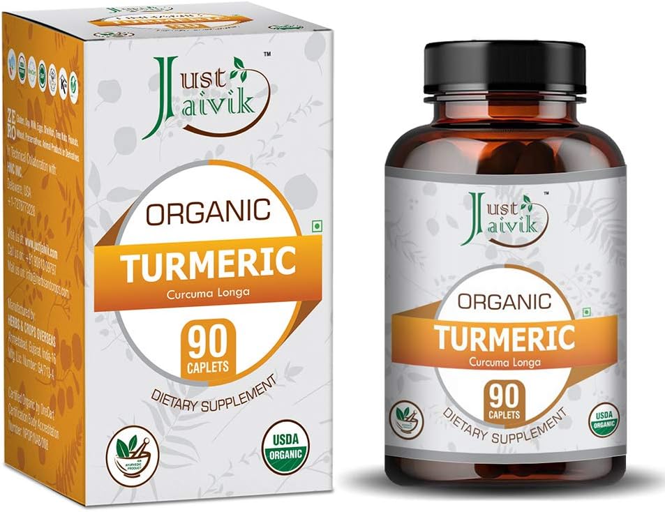 Organic Turmeric Tablets - 750 mg (90 Tablets) for Digestion & Well-Being | Dietary Supplement from Just Jaivik