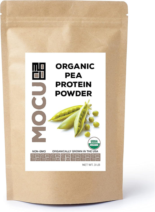 Organic US Grown Pea Protein Powder I 80% Protein Content I Heavy Metals Tested I 3 LBS I Daily Packaging