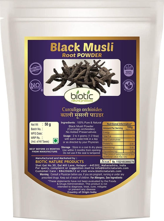 Organic Veena Black Musli Powder 50g - Pure Kali Musli Powder - Curculigo Orchioides